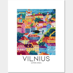 A Pop Art Travel Print of Vilnius - Lithuania Posters and Art